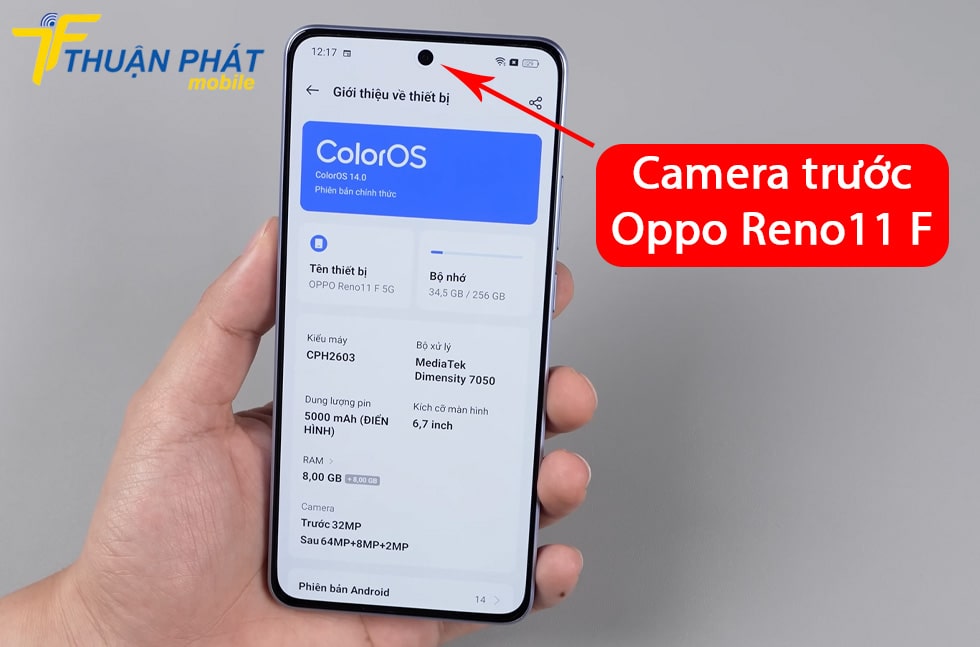 Camera trước Oppo Reno11 F