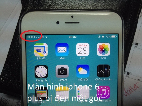 màn hình iphone 6 plus bị đen một góc