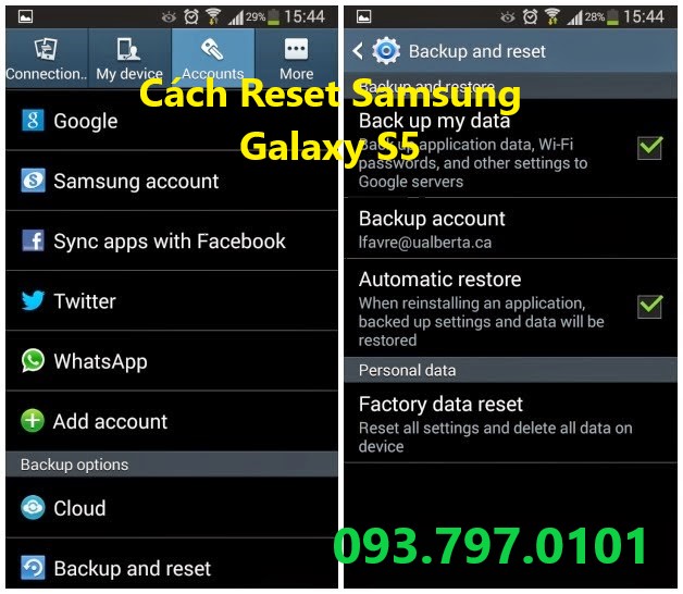 Mẹo Reset Samsung Galaxy S5 đơn giản