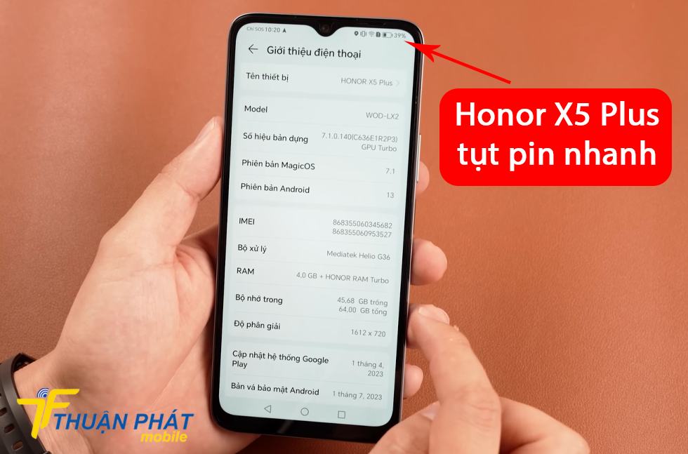 Honor X5 Plus tụt pin nhanh