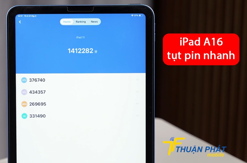 iPad A16 tụt pin nhanh