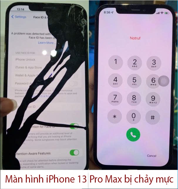Màn hình iPhone 13 Pro Max bị chảy mực Màn hình iPhone 13 Pro Max bị chảy mực