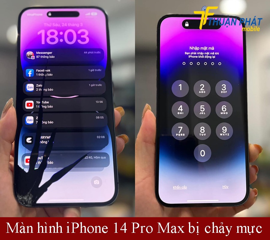 Màn hình điện thoại iPhone 14 Pro Max bị chảy mực
