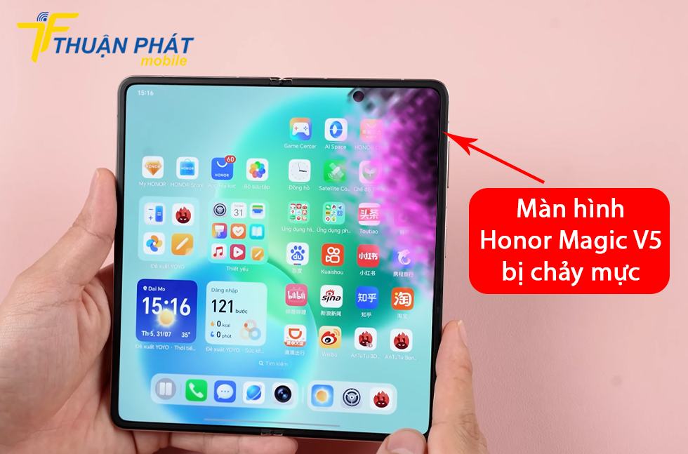 Màn hình Honor Magic V5 bị chảy mực