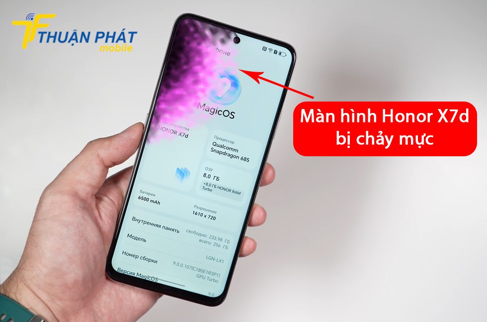 Màn hình Honor X7d bị chảy mực