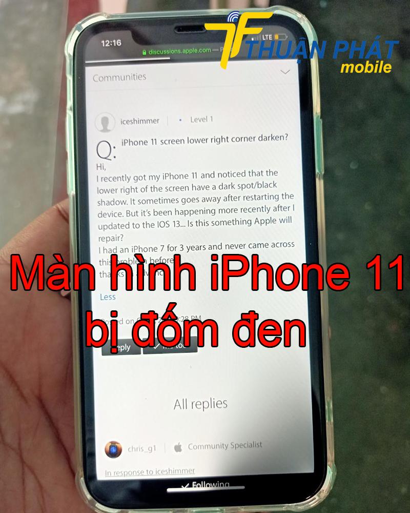 Màn hình iPhone 11 bị đốm đen