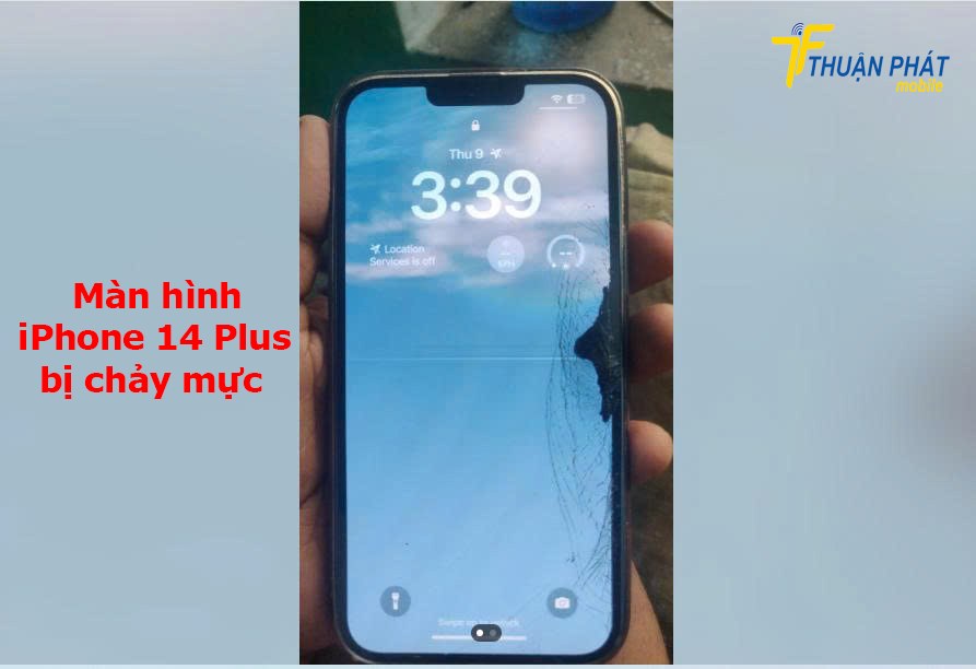 Màn hình iPhone 14 Plus bị chảy mực đen Màn hình iPhone 14 Plus bị chảy mực đen