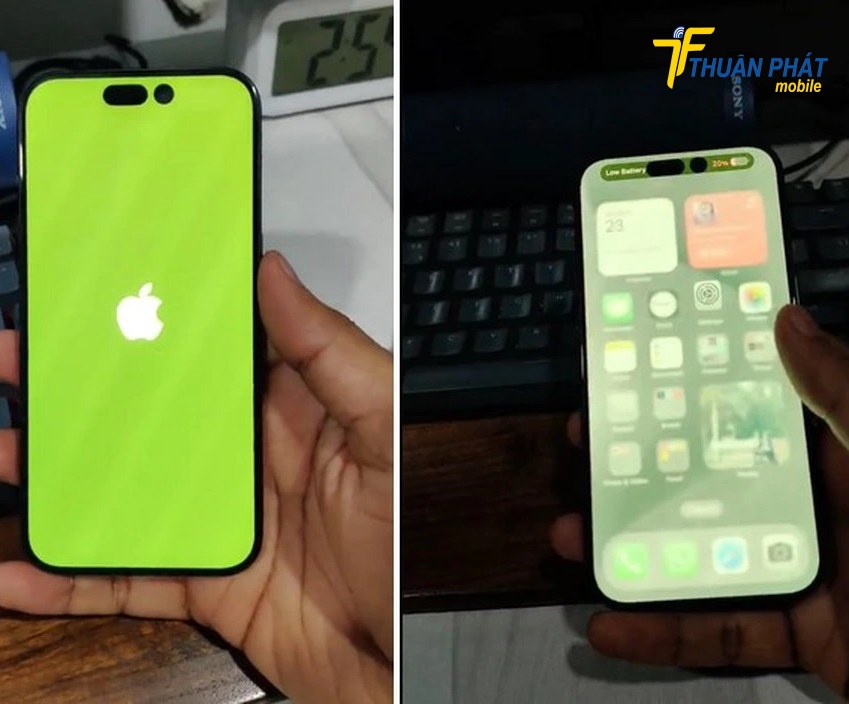 Màn hình iPhone 15 Pro Max bị ám màu xanh