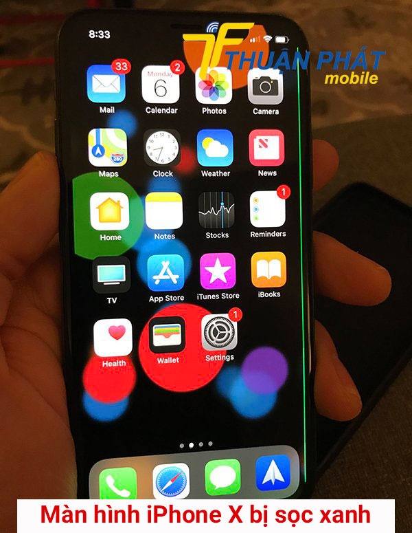 Màn hình iPhone X bị sọc xanh
