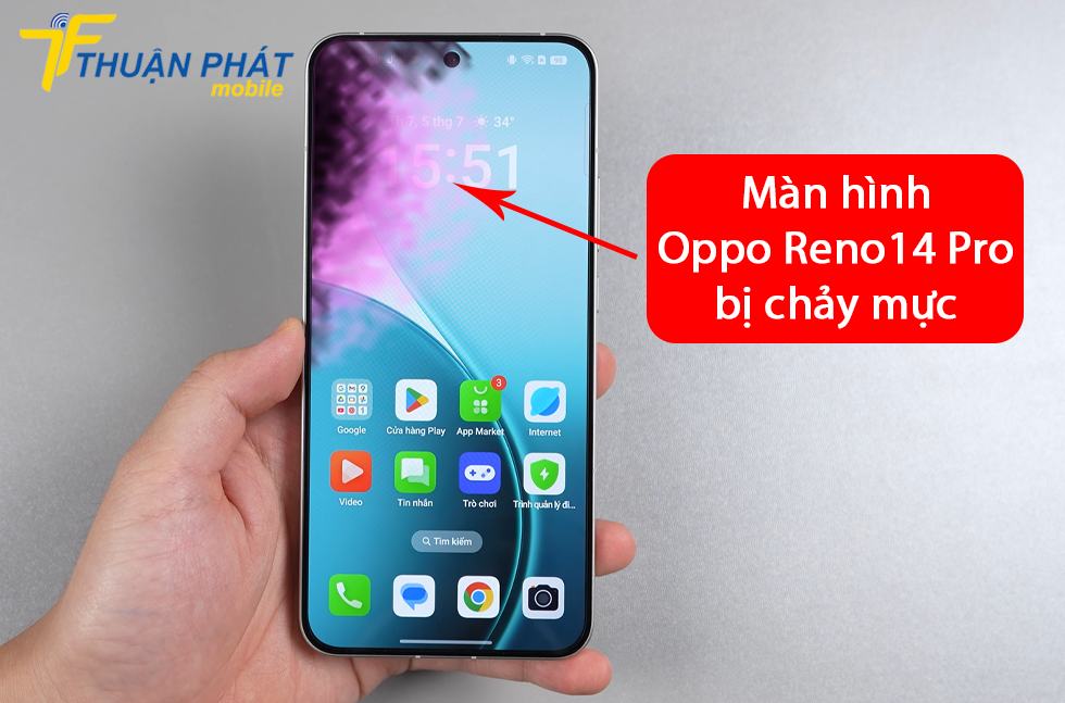 Màn hình Oppo Reno14 Pro bị chảy mực