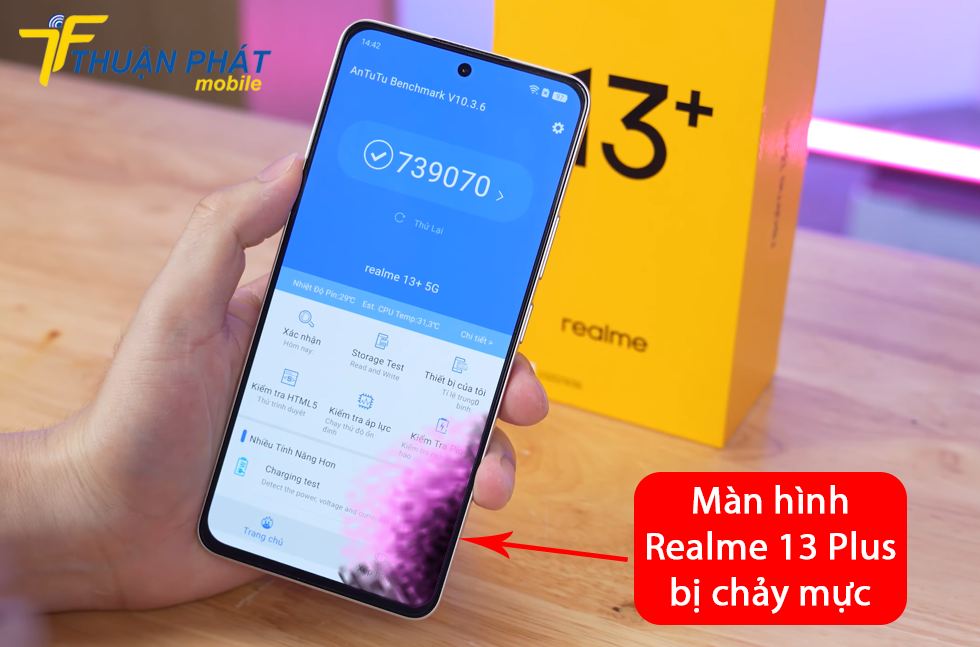 Màn hình Realme 13 Plus bị chảy mực