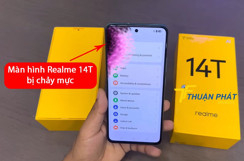 Màn hình Realme 14T bị chảy mực