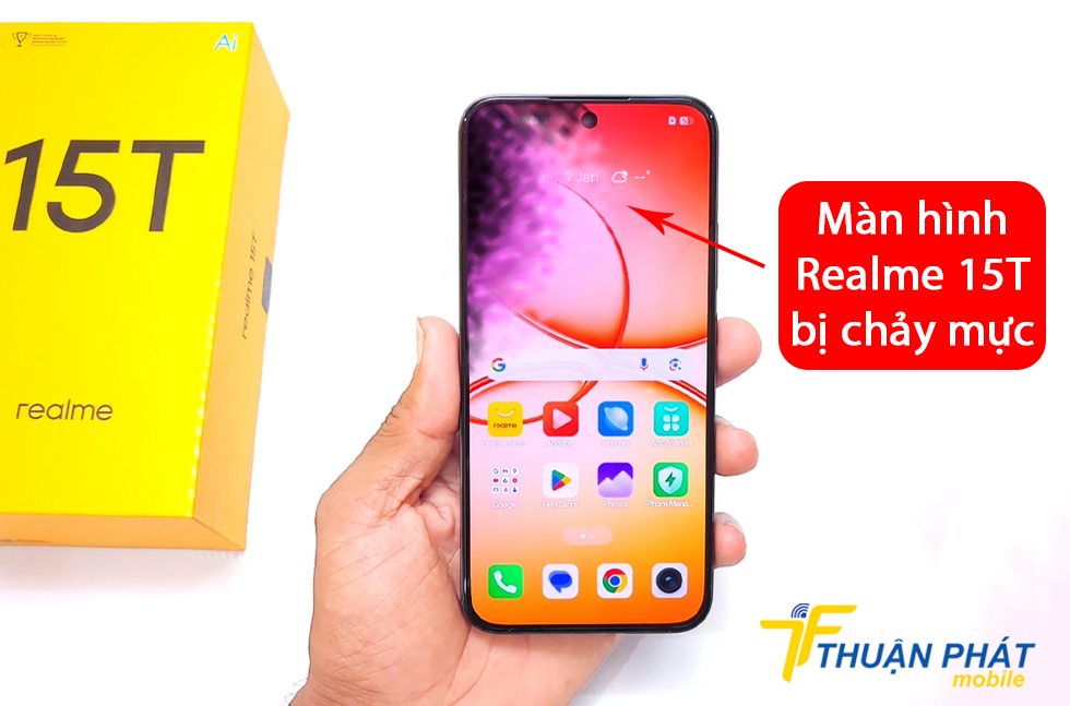 Màn hình Realme 15T bị chảy mực