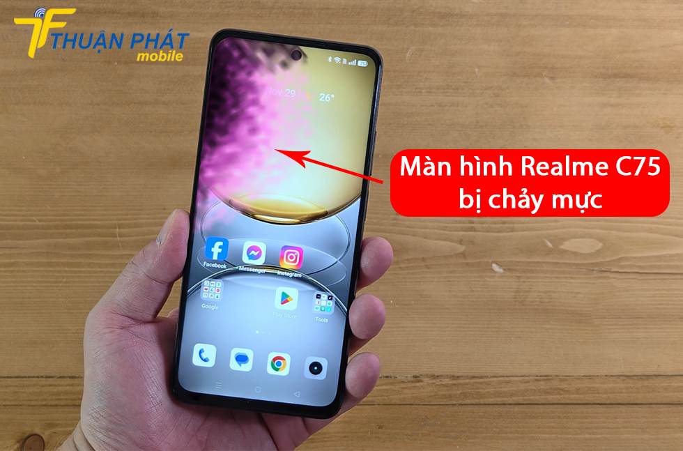 Màn hình Realme C75 bị chảy mực