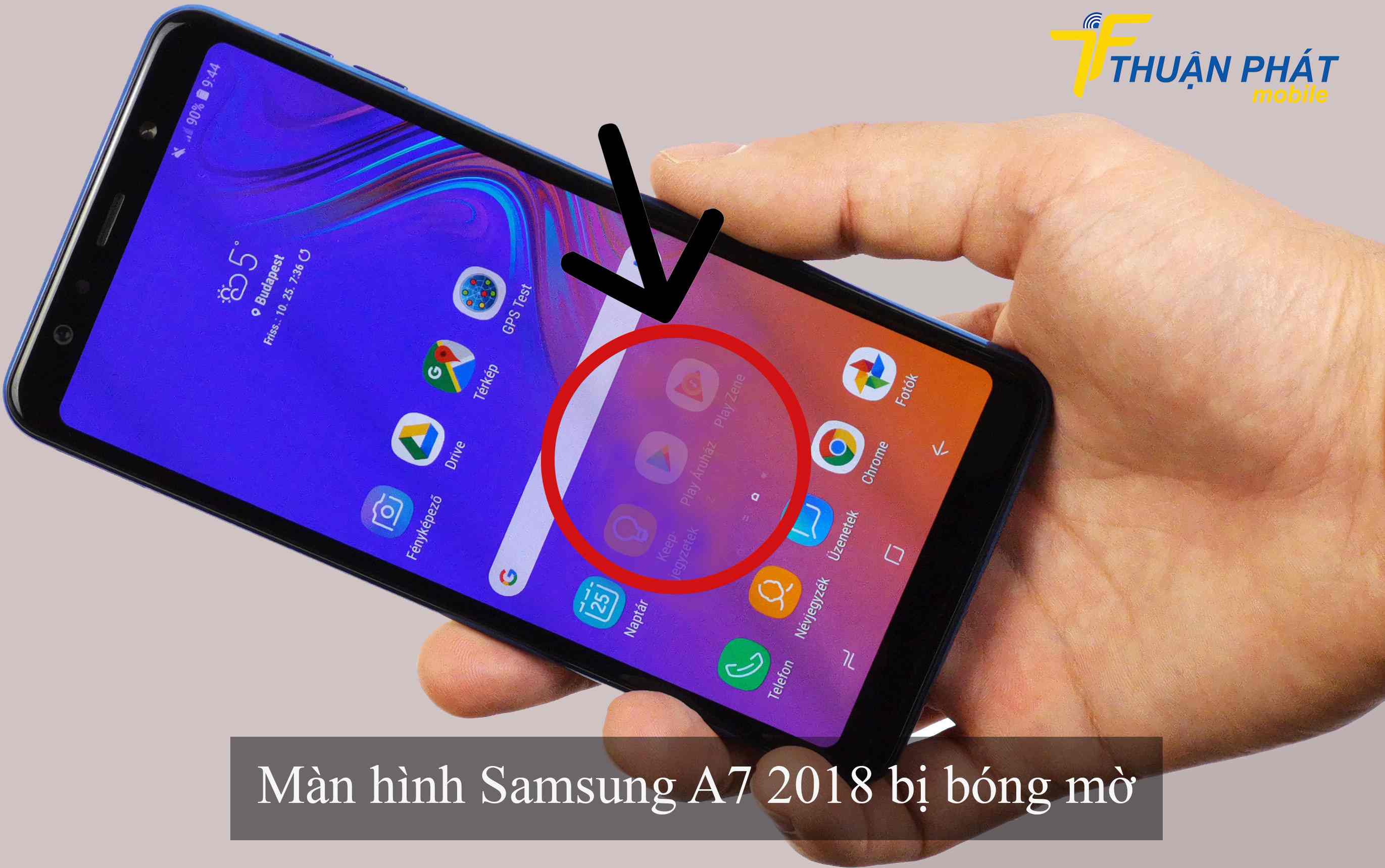 Màn hình Samsung A7 2018 bị bóng mờ