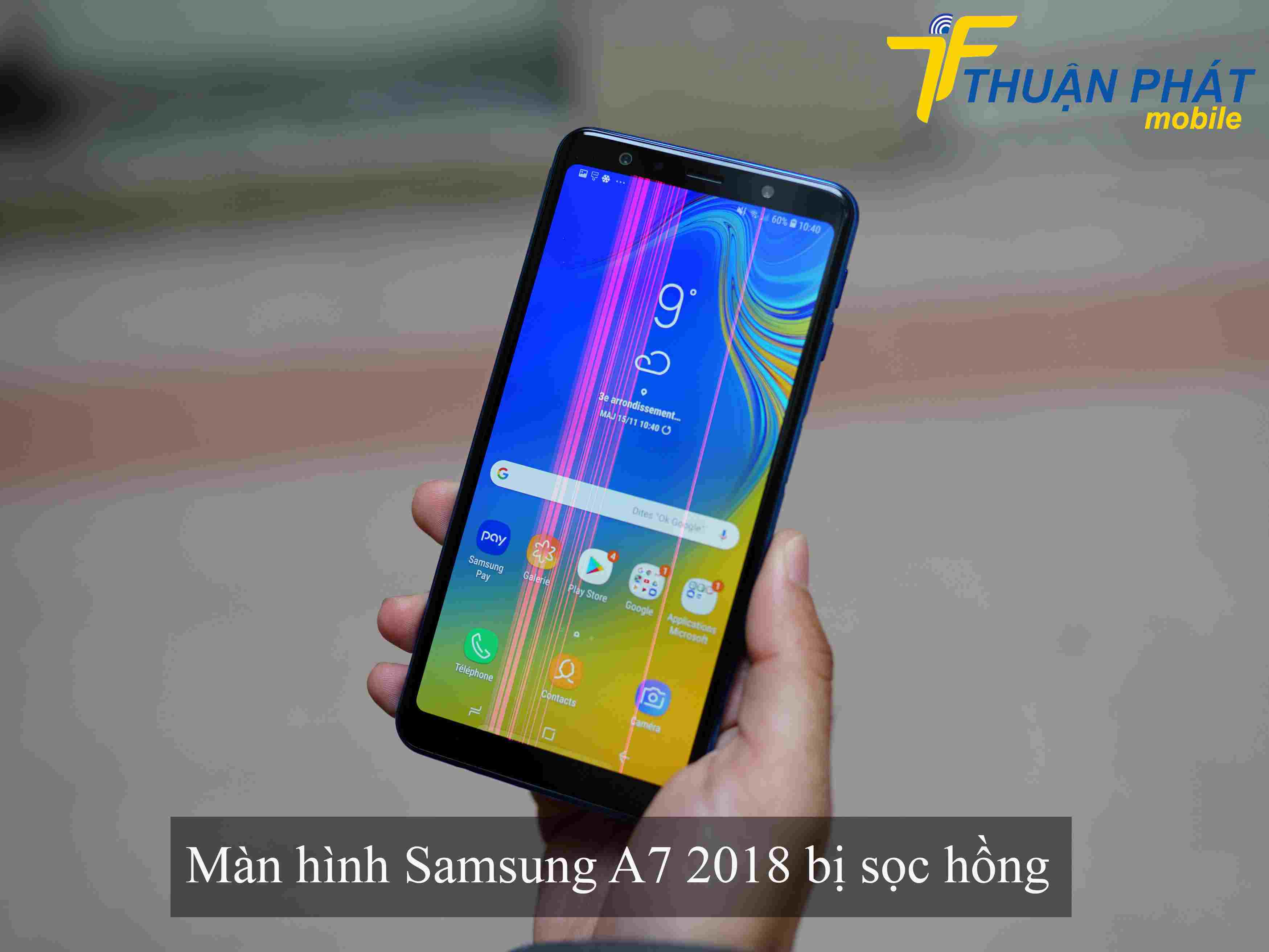 Màn hình Samsung A7 2018 bị sọc hồng