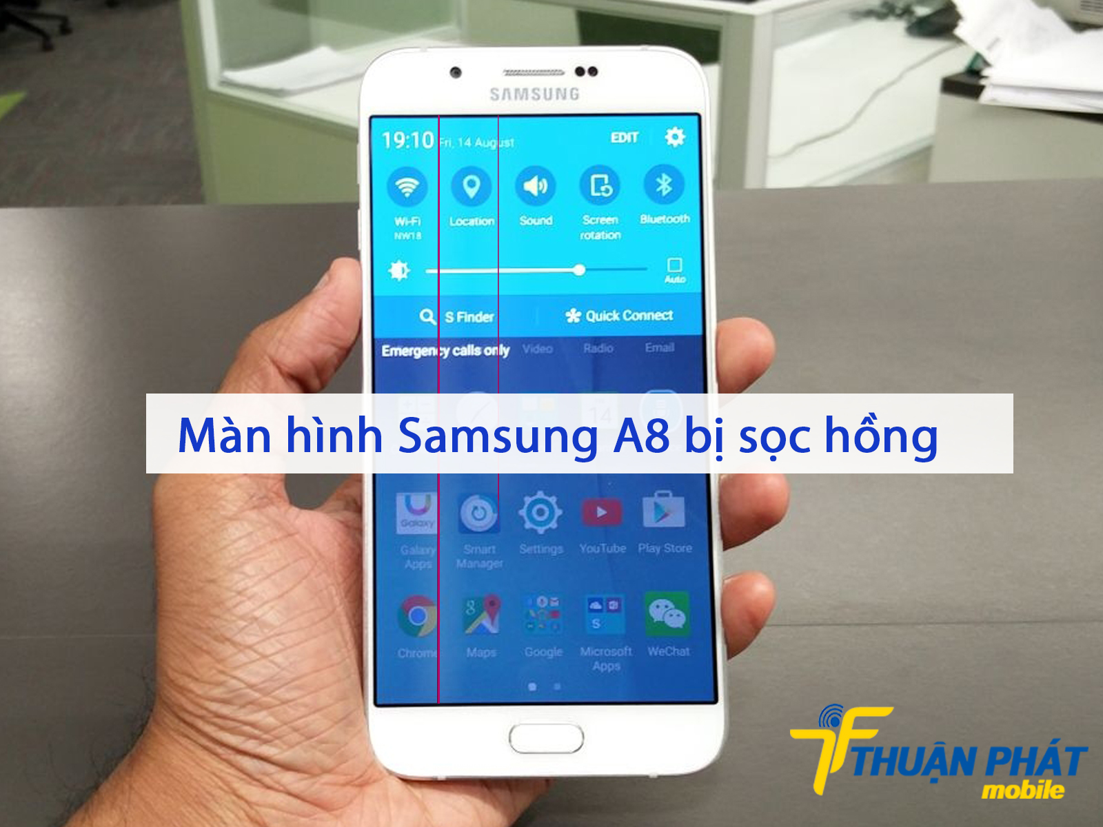 Màn hình Samsung A8 bị sọc hồng