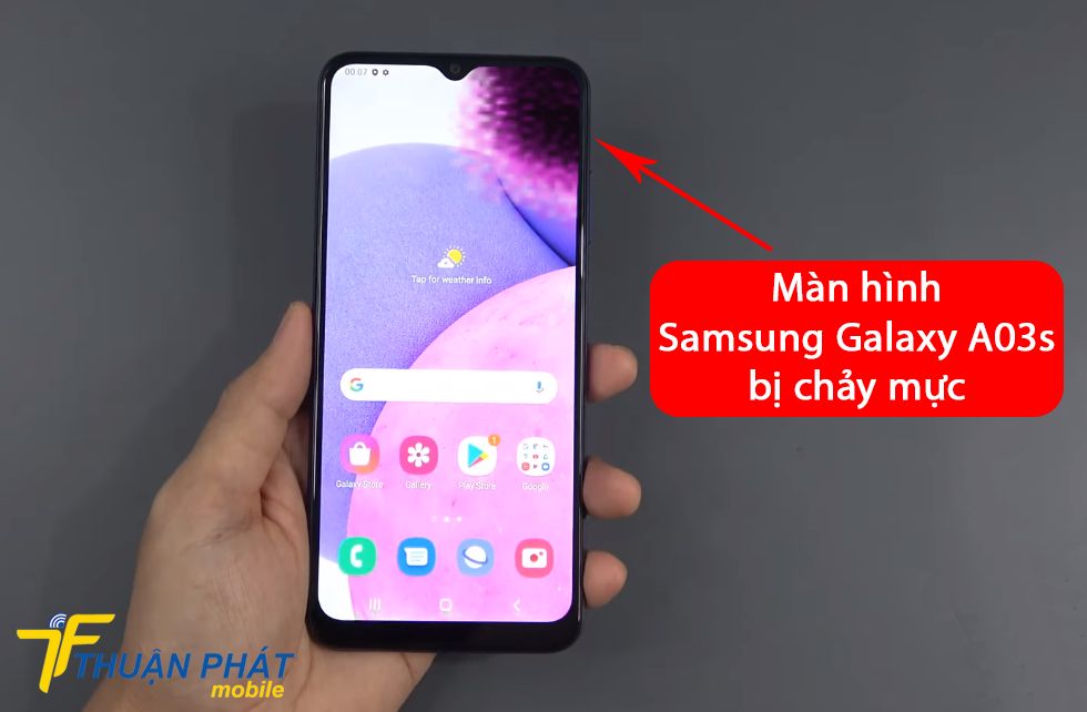 Màn hình Samsung Galaxy A03s bị chảy mực