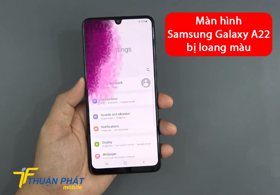 Màn hình Samsung Galaxy A22 bị loang màu