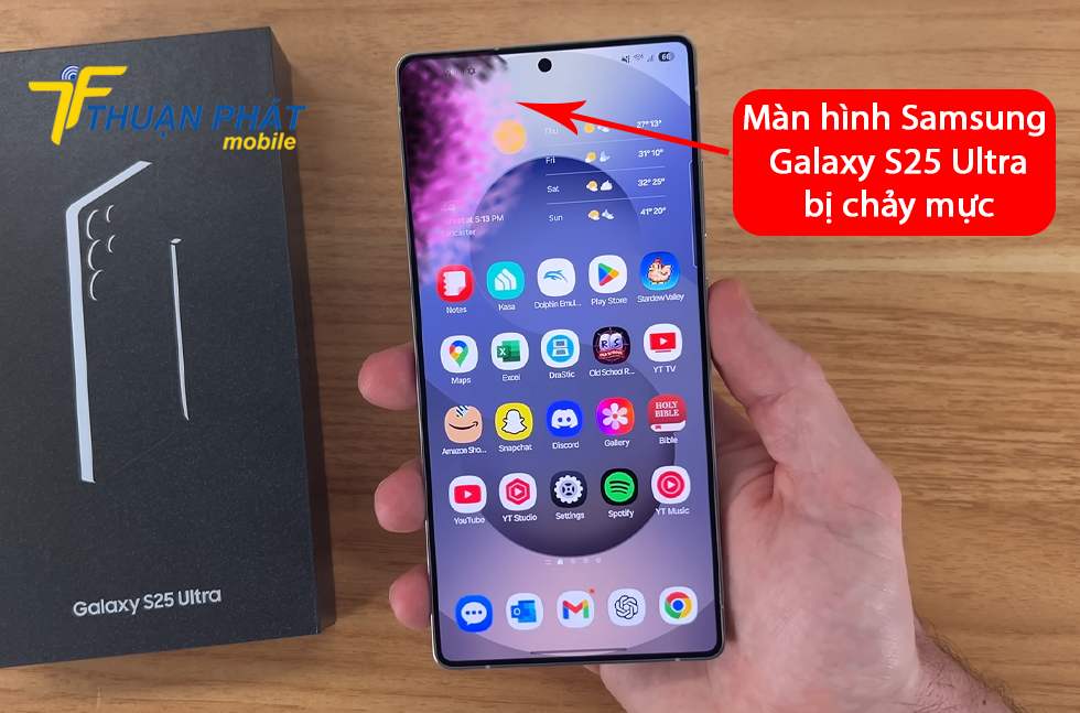 Màn hình Samsung Galaxy S25 Ultra bị chảy mực