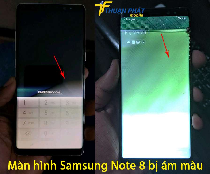 Màn hình Samsung Note 8 bị ám màu