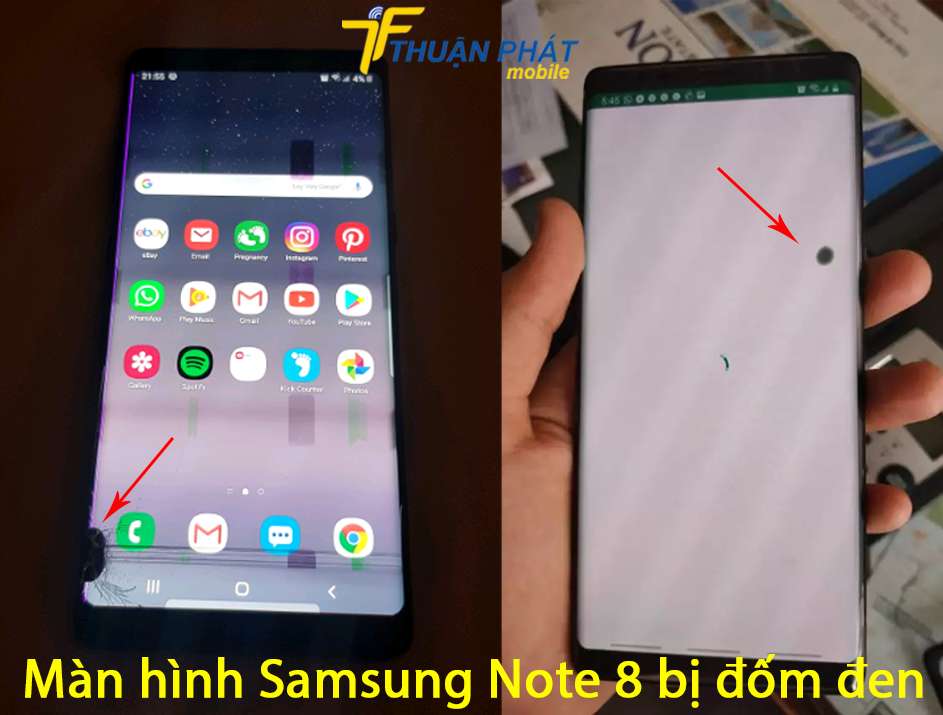 Màn hình Samsung Note 8 bị đốm đen