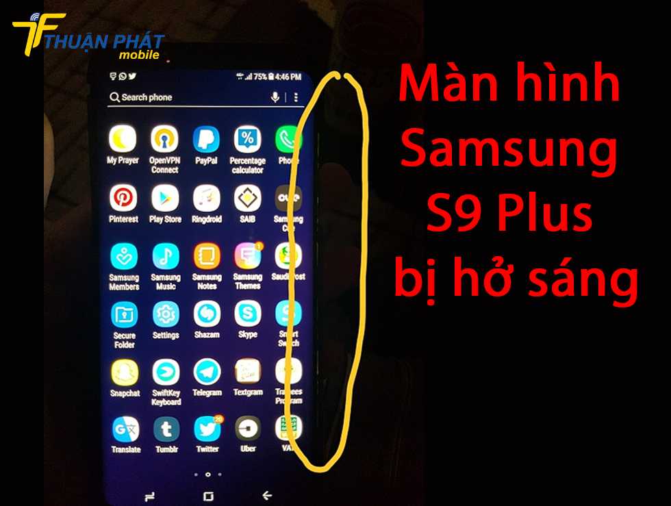 Màn hình Samsung S9 Plus bị hở sáng