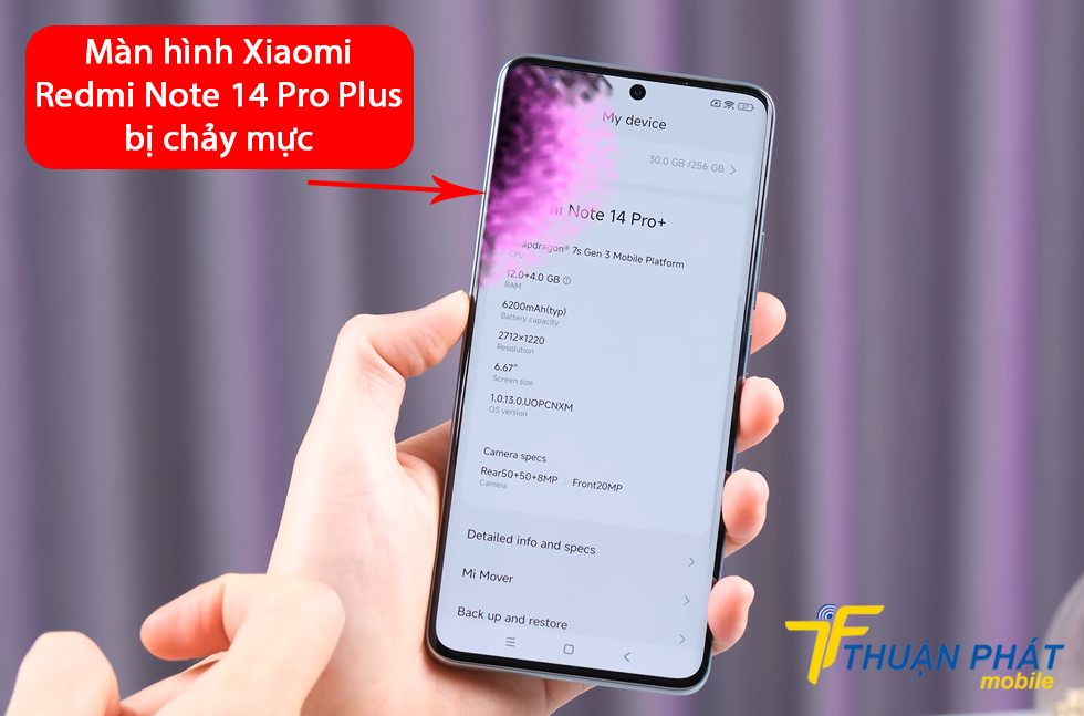 Màn hình Xiaomi Redmi Note 14 Pro Plus bị chảy mực