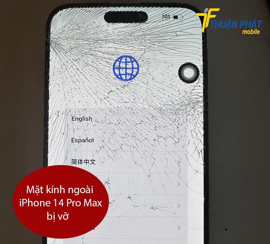 Mặt kính ngoài iPhone 14 Pro Max bị vỡ