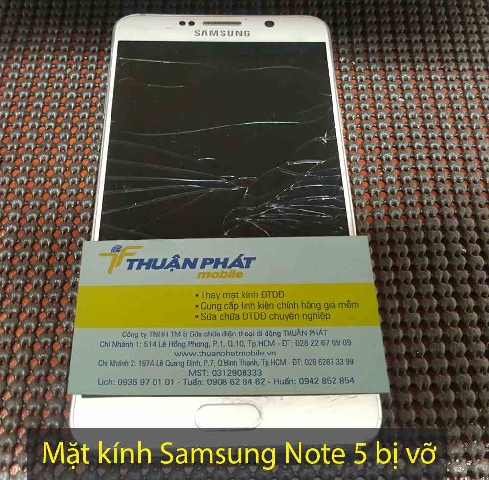 Mặt kính Samsung Note 5 bị vỡ