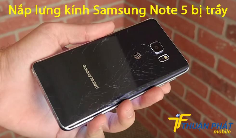 Nắp lưng kính Samsung Note 5 bị trầy