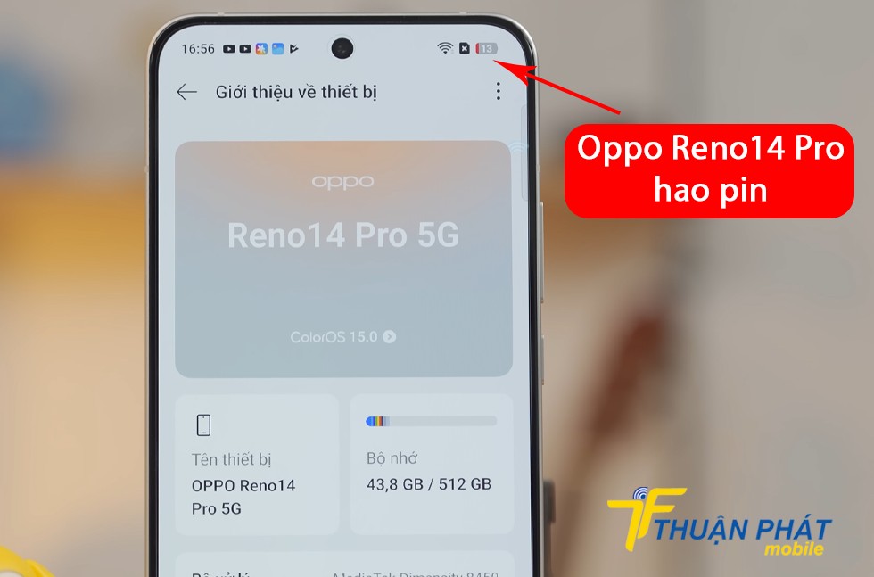 Oppo Reno14 Pro hao pin