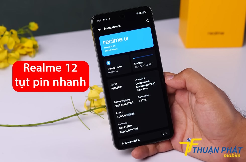 Realme 12 tụt pin nhanh