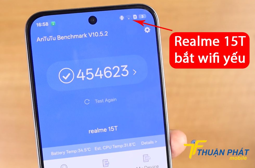 Realme 15T bắt wifi yếu