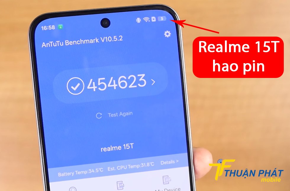 Realme 15T hao pin