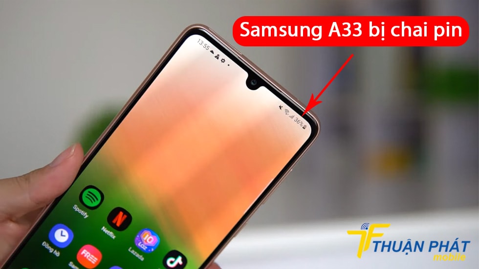 Samsung A33 bị chai pin