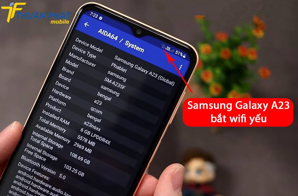 Samsung Galaxy A23 bắt wifi yếu