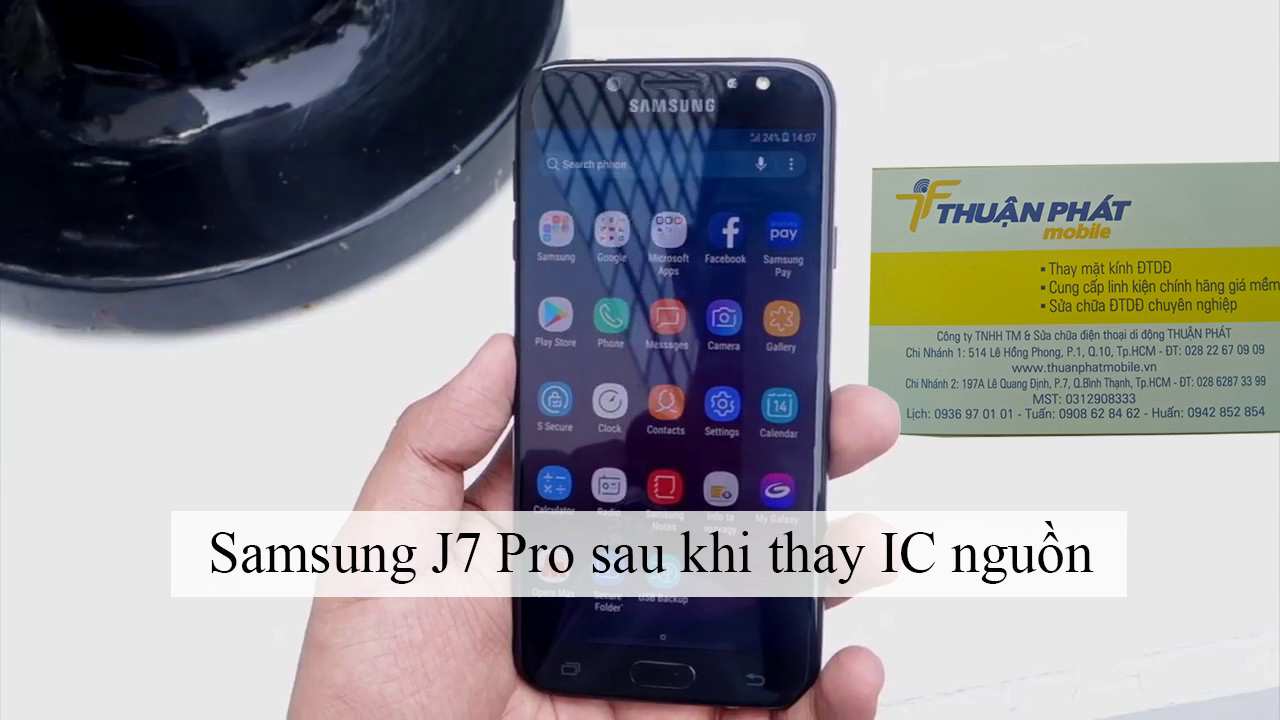 Samsung J7 Pro sau khi thay IC nguồn