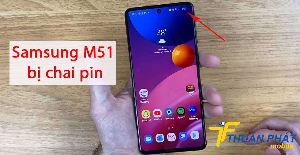 Samsung M51 bị chai pin