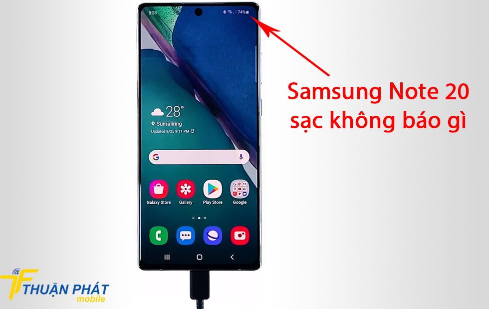 Samsung Note 20 sạc không báo gì