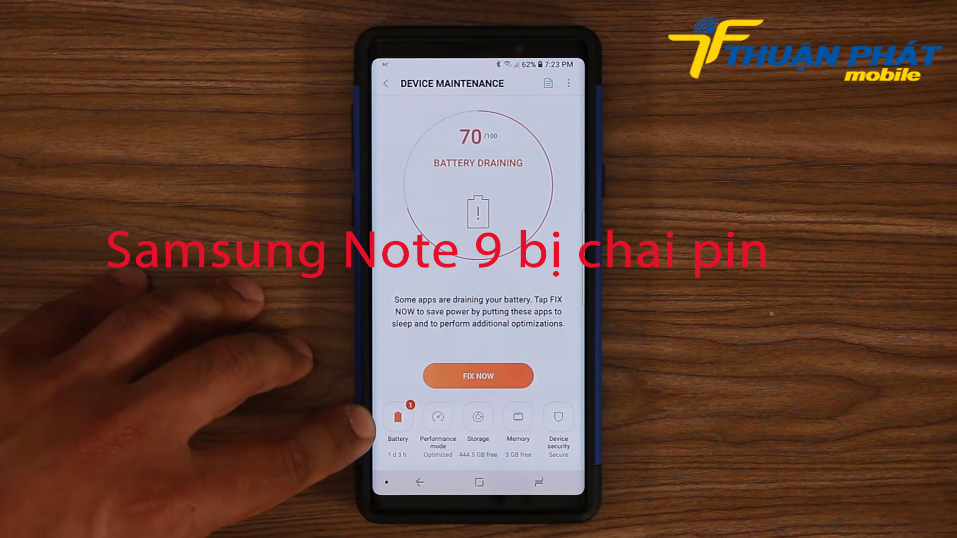 Samsung Note 9 bị chai pin