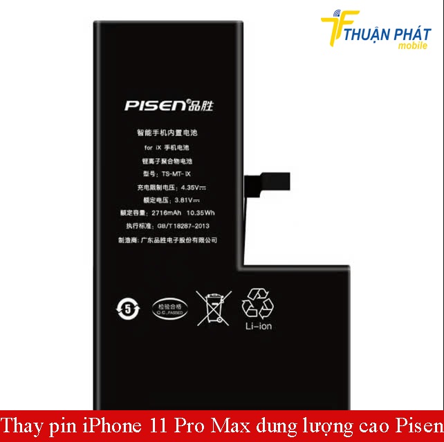 Thay pin iPhone 11 Pro Max dung lượng cao Pisen