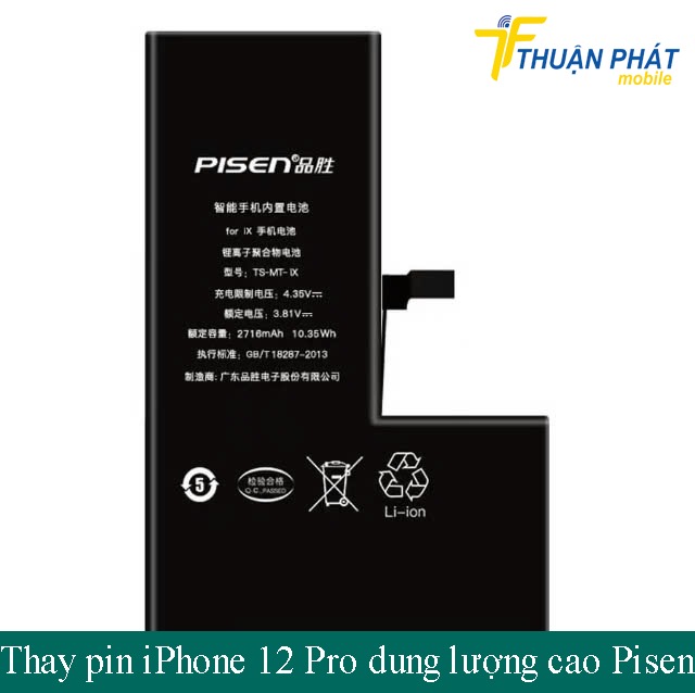 Thay pin iPhone 12 Pro dung lượng cao Pisen