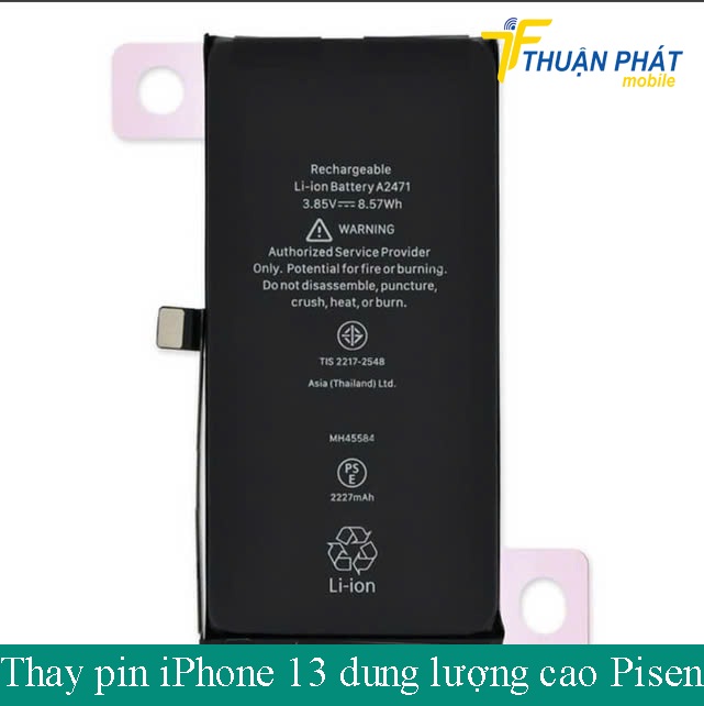 Thay pin iPhone 13 dung lượng cao Pisen