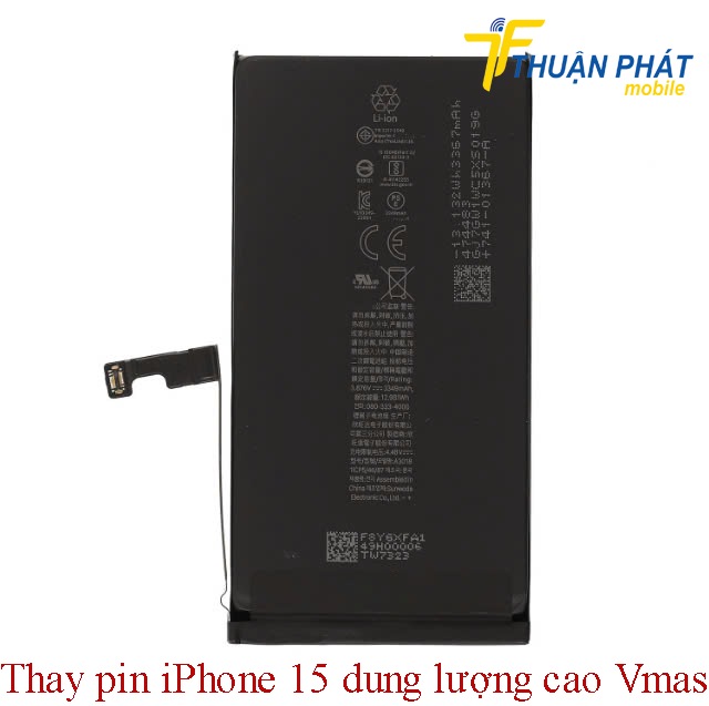 Thay pin iPhone 15 dung lượng cao Vmas