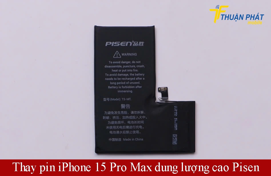 Thay pin iPhone 15 Pro Max dung lượng cao Pisen