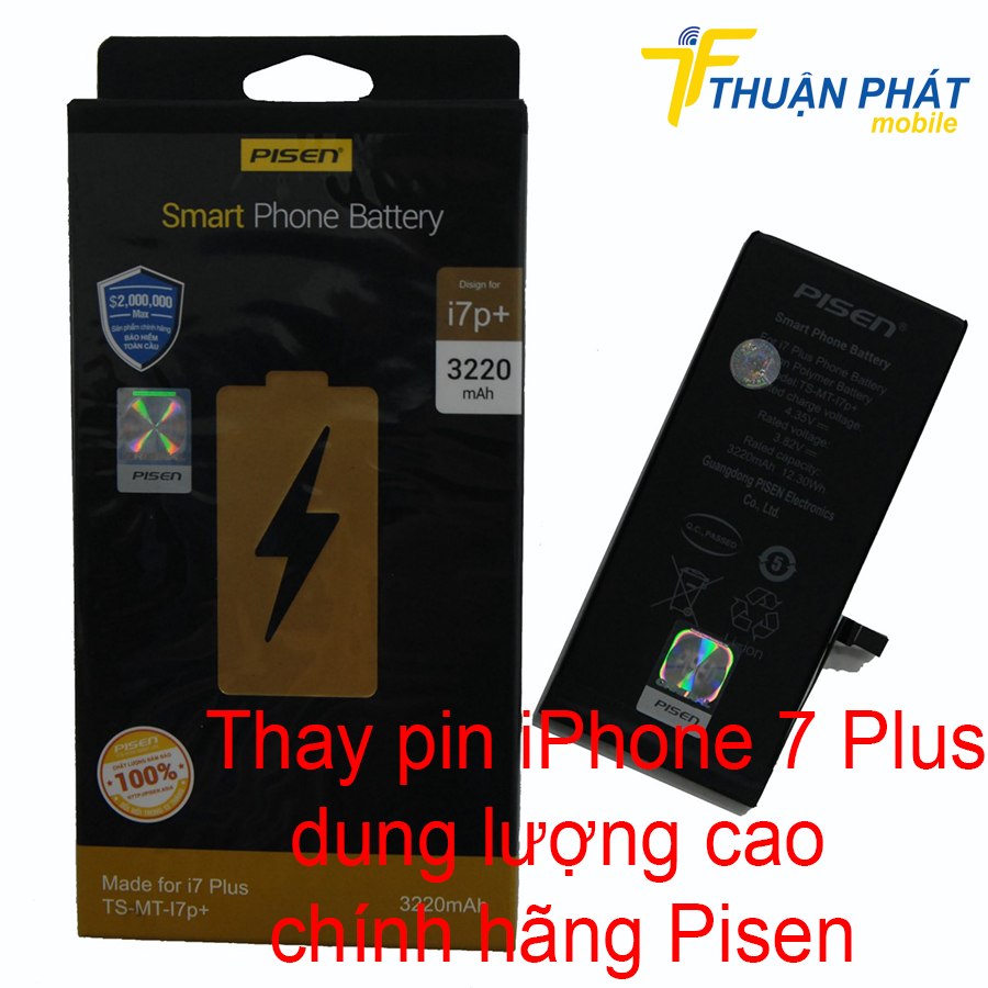 Thay pin iPhone 7 Plus dung lượng cao chính hãng Pisen