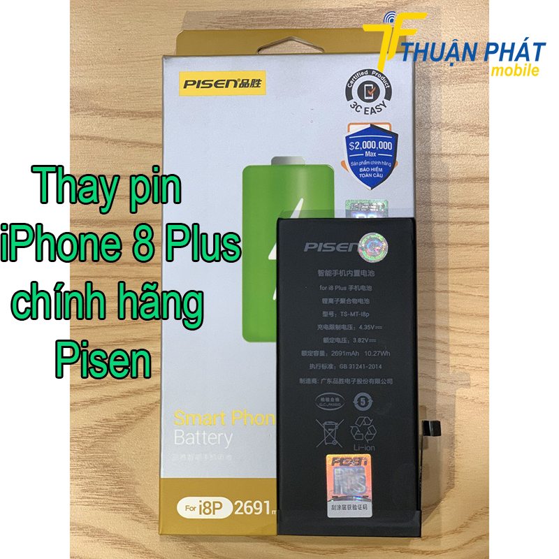 Thay pin iPhone 8 Plus chính hãng Pisen