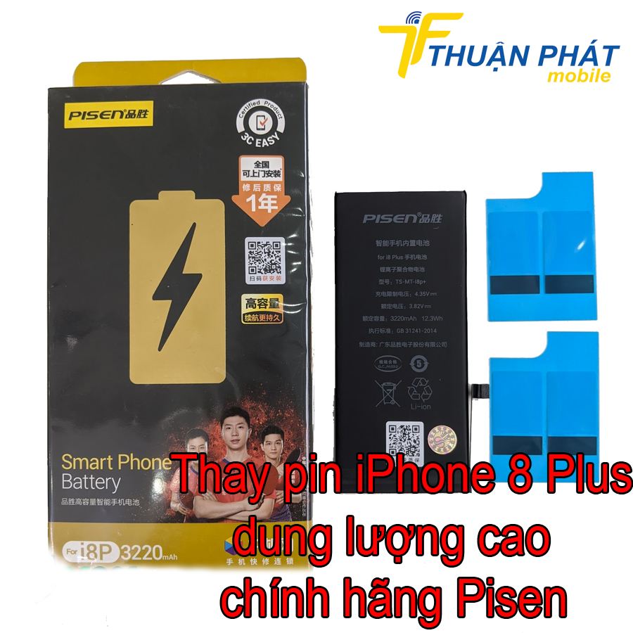 Thay pin iPhone 8 Plus dung lượng cao chính hãng Pisen