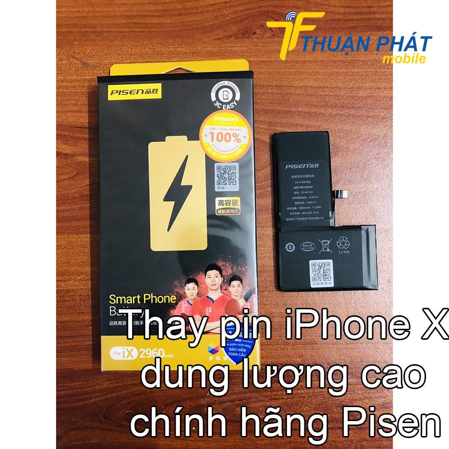 Thay pin iPhone X dung lượng cao chính hãng Pisen